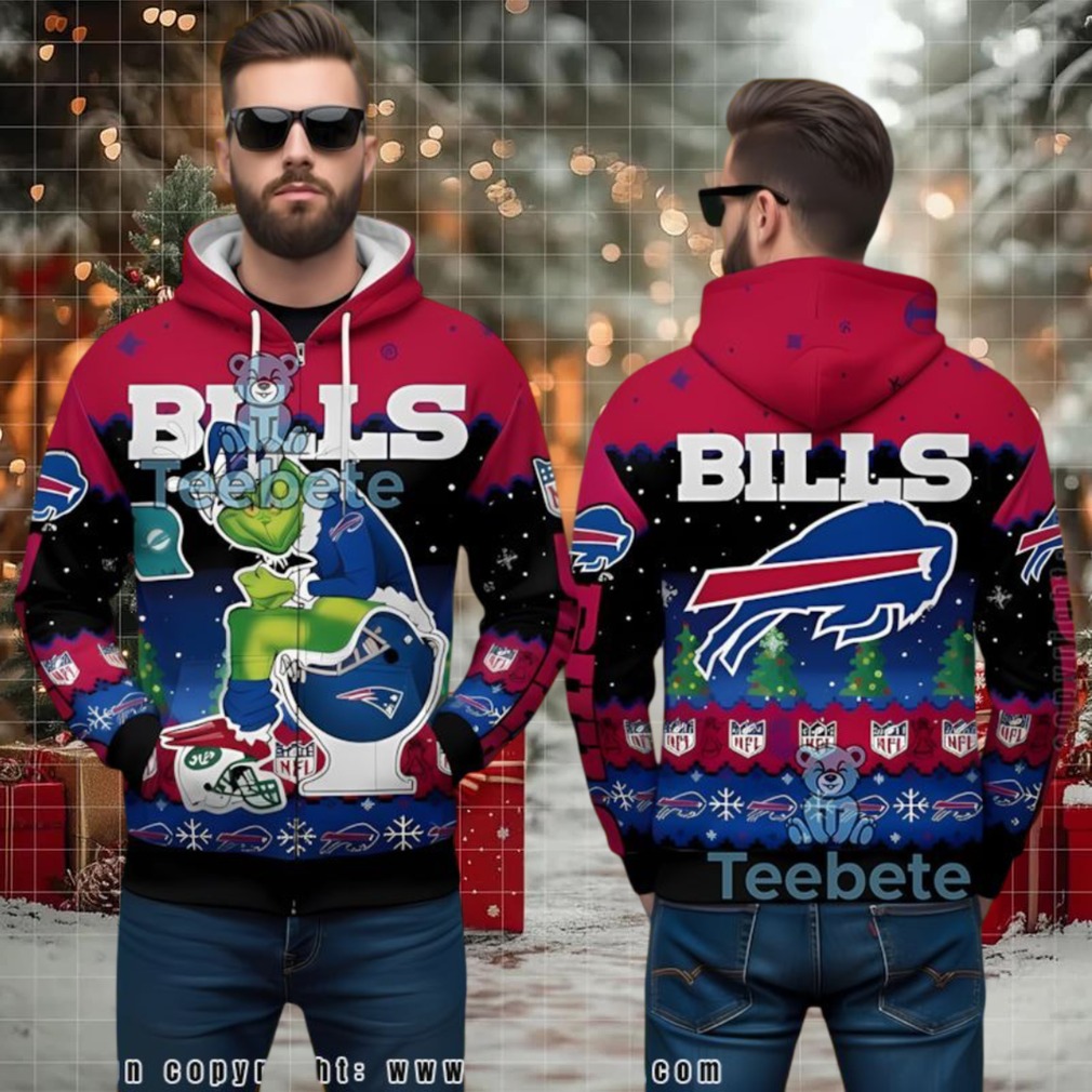 Buffalo Bills Grinch Sitting On Toilet Ugly Christmas 3D Hoodie Buffalo Bills Grinch Sitting On Toilet Ugly Christmas 3D Hoodie