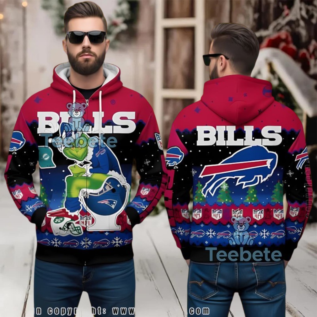 Buffalo Bills Grinch Sitting On Toilet Ugly Christmas 3D Hoodie Buffalo Bills Grinch Sitting On Toilet Ugly Christmas 3D Hoodie