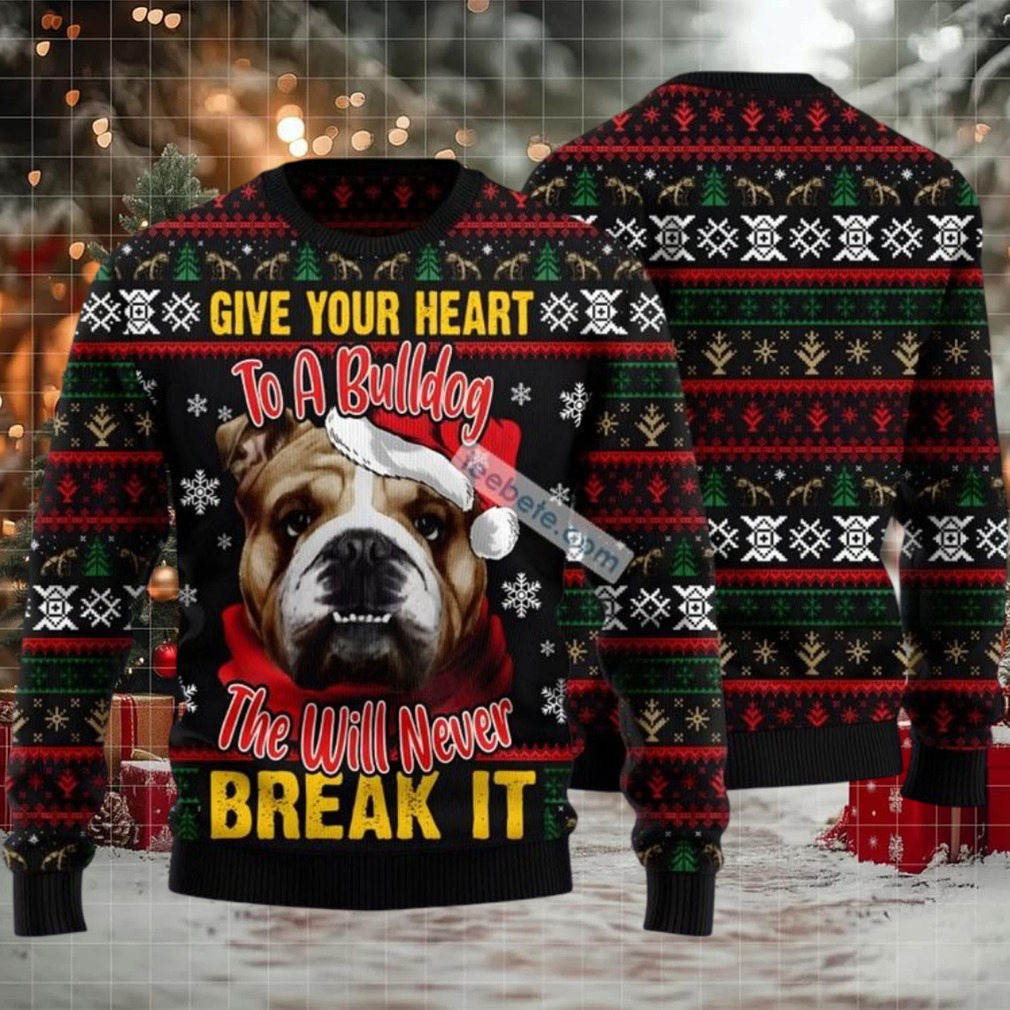 Bulldog Face Ugly Christmas Sweater Black