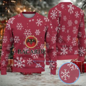 Burgundy All Over Snowflake Bacardi Ugly Christmas Sweater