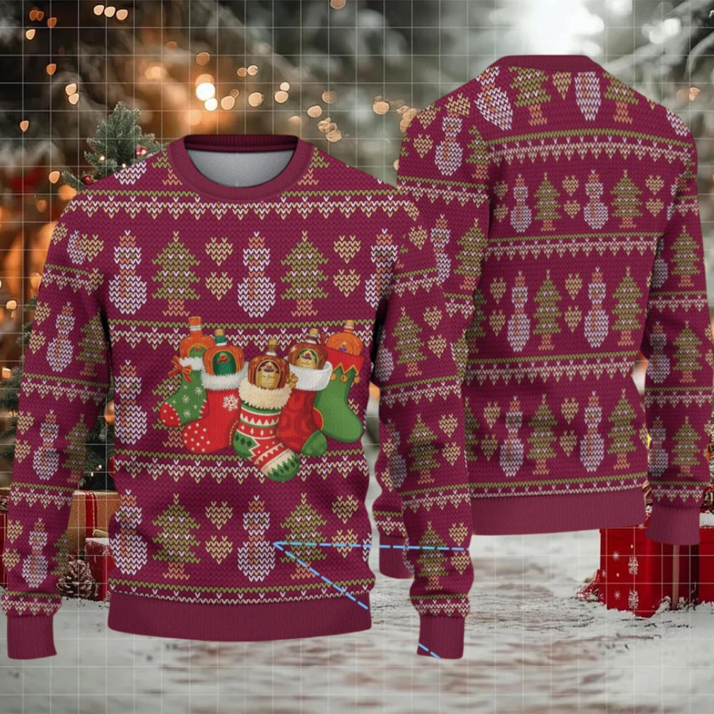Burgundy Christmas Tree Crown Royal Stocking Ugly Christmas Sweater Burgundy Christmas Tree Crown Royal Stocking Ugly Christmas Sweater
