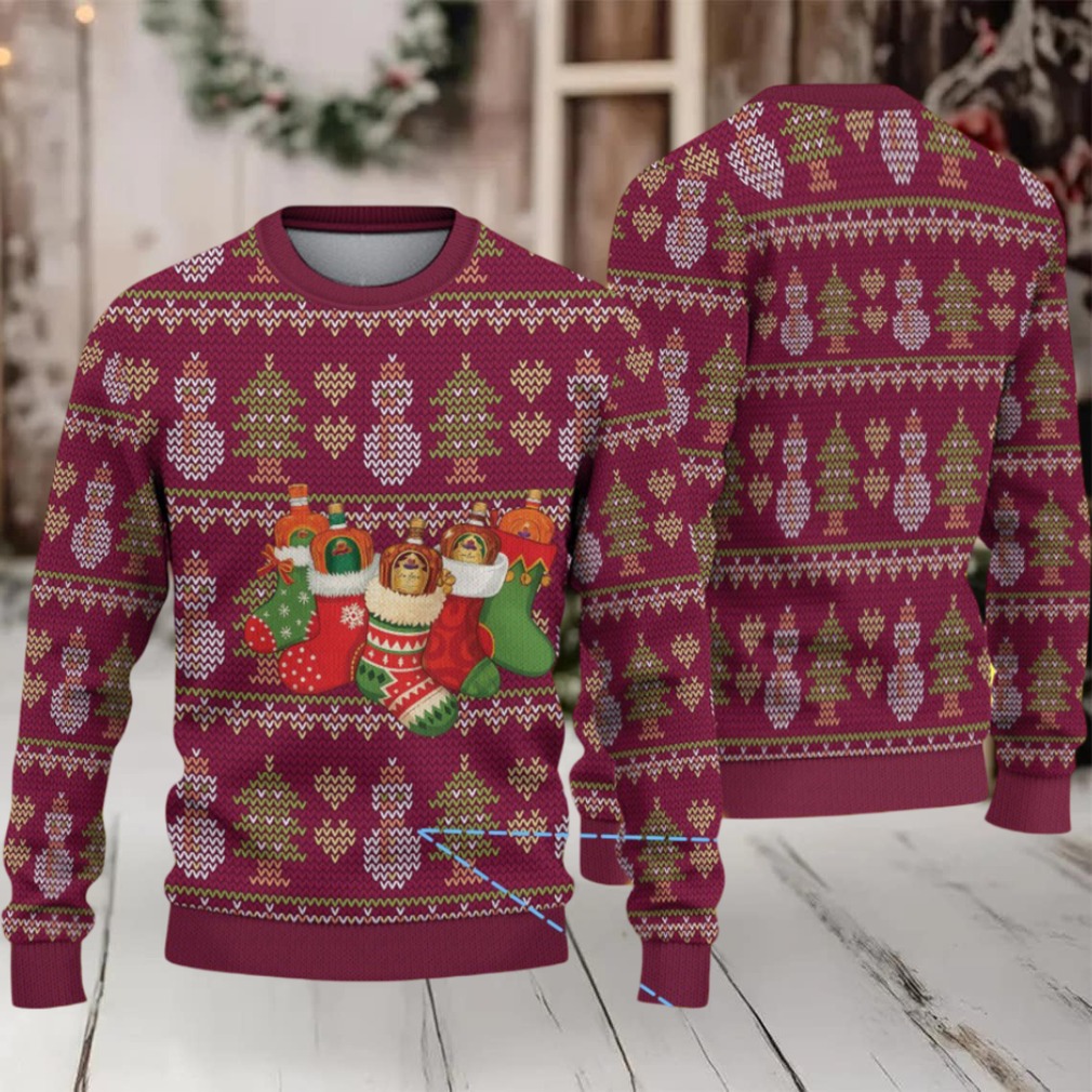 Burgundy Christmas Tree Crown Royal Stocking Ugly Christmas Sweater Burgundy Christmas Tree Crown Royal Stocking Ugly Christmas Sweater