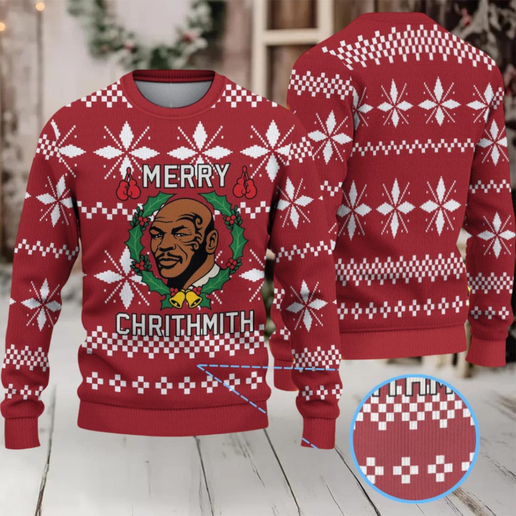 Burgundy Fair Isle Snowflake Ugly Christmas Sweater Mike Tyson Wreath and Boxing Gloves Burgundy Fair Isle Snowflake Ugly Christmas Sweater Mike Tyson Wreath and Boxing Gloves