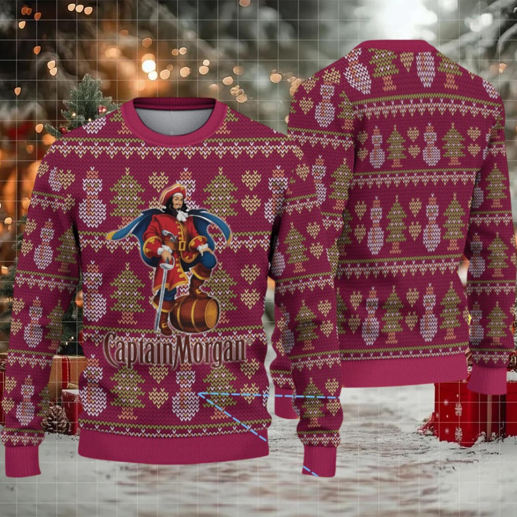 Burgundy Fair Isle Snowman & Christmas Tree Bacardi Ugly Christmas Sweater