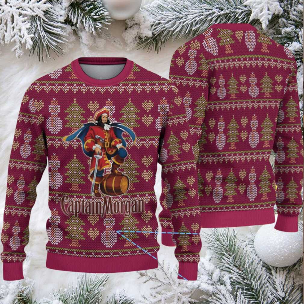 Burgundy Fair Isle Snowman & Christmas Tree Bacardi Ugly Christmas Sweater