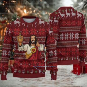 Burgundy Fair Isle Ugly Christmas Sweater Crown Royal Edition