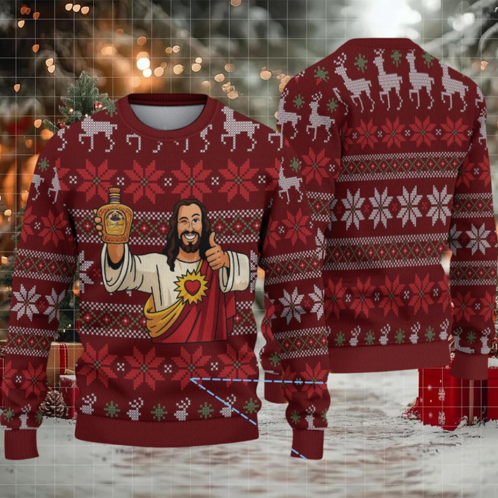 Burgundy Fair Isle Ugly Christmas Sweater Crown Royal Edition