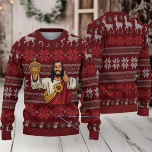 Burgundy Fair Isle Ugly Christmas Sweater Crown Royal Edition