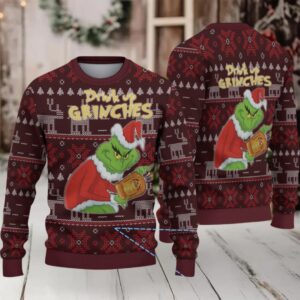Burgundy Fair Isle Ugly Christmas Sweater Crown Royal Grinch