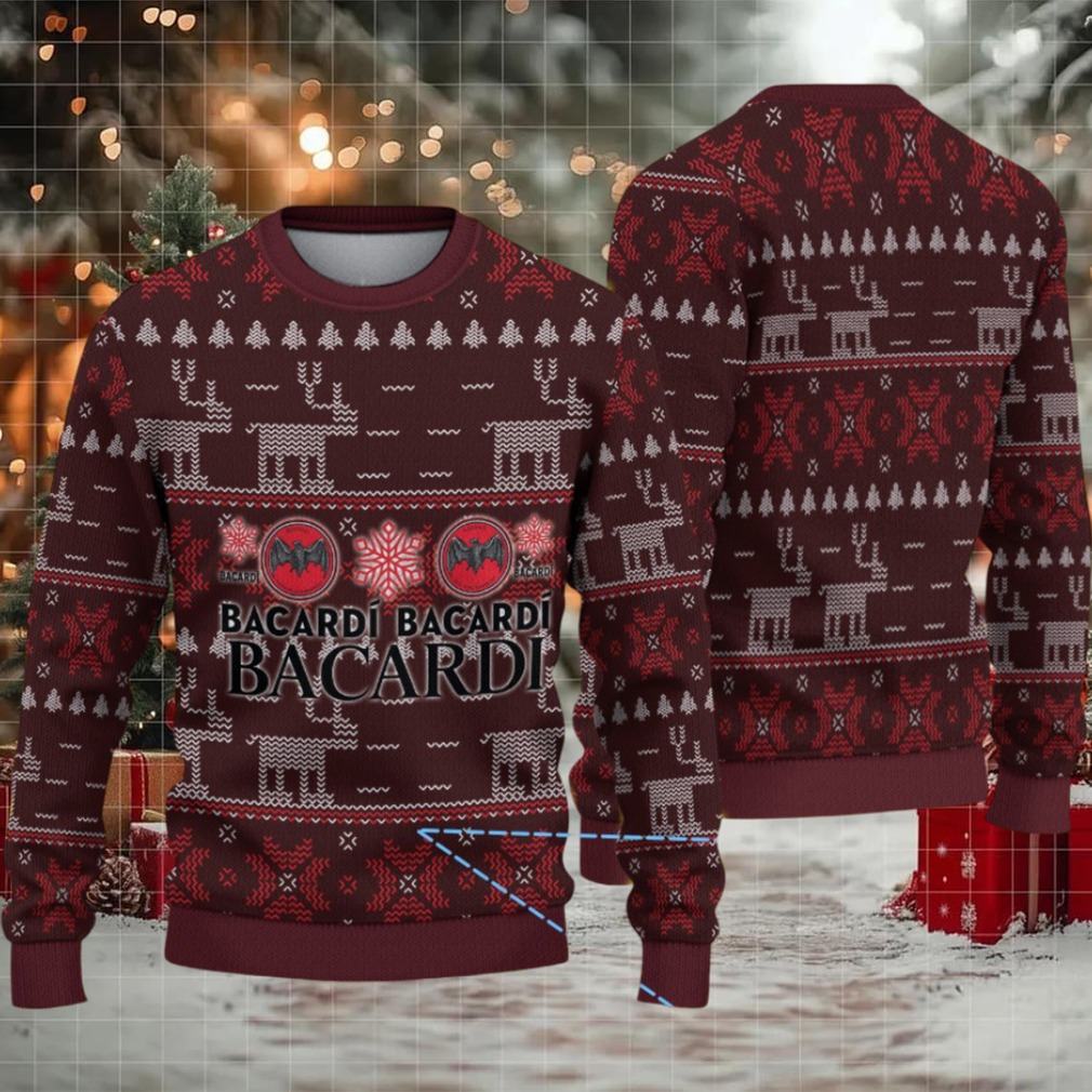 Burgundy Reindeer & Snowflake Fair Isle Bacardi Ugly Christmas Sweater
