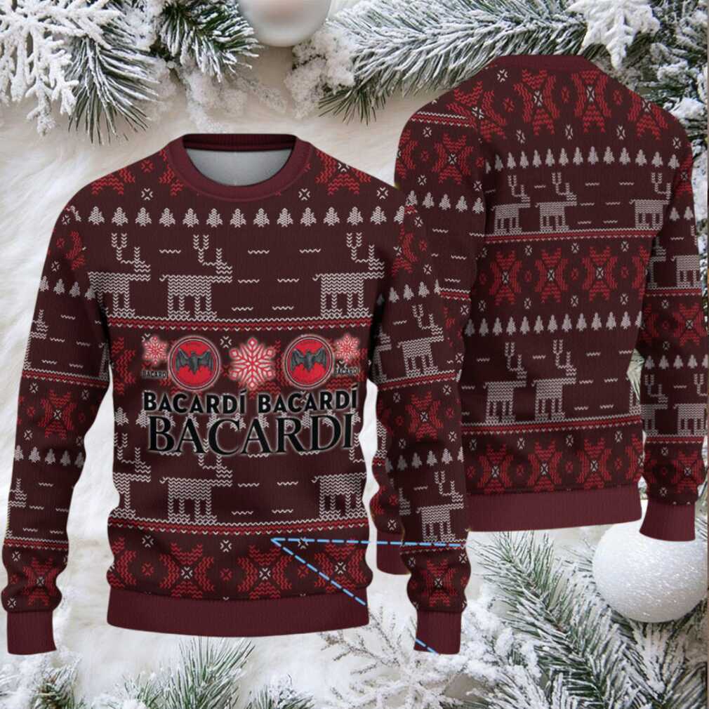 Burgundy Reindeer & Snowflake Fair Isle Bacardi Ugly Christmas Sweater
