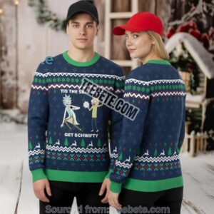 Rick And Morty Tis The Season Get Schwifty Ugly Christmas Sweater Blue Best Rick And Morty Tis The Season Get Schwifty Ugly Christmas Sweater Blue Best