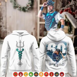 Cal Raleigh 60 Home Run King White Hoodie Shirt