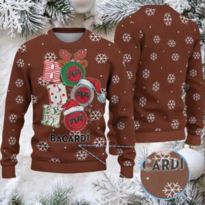 Chestnut Brown All Over Snowflake Bacardi Ugly Christmas Sweater
