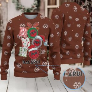 Chestnut Brown All Over Snowflake Bacardi Ugly Christmas Sweater