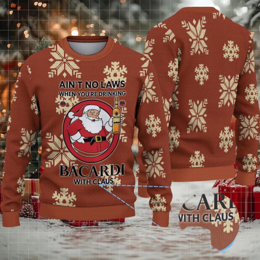 Chestnut Brown Allover Snowflake Bacardi “With Claus” Ugly Christmas Sweater Chestnut Brown Allover Snowflake Bacardi “With Claus” Ugly Christmas Sweater