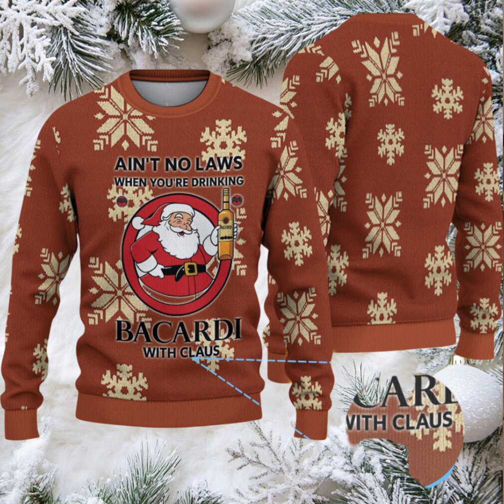 Chestnut Brown Allover Snowflake Bacardi “With Claus” Ugly Christmas Sweater Chestnut Brown Allover Snowflake Bacardi “With Claus” Ugly Christmas Sweater