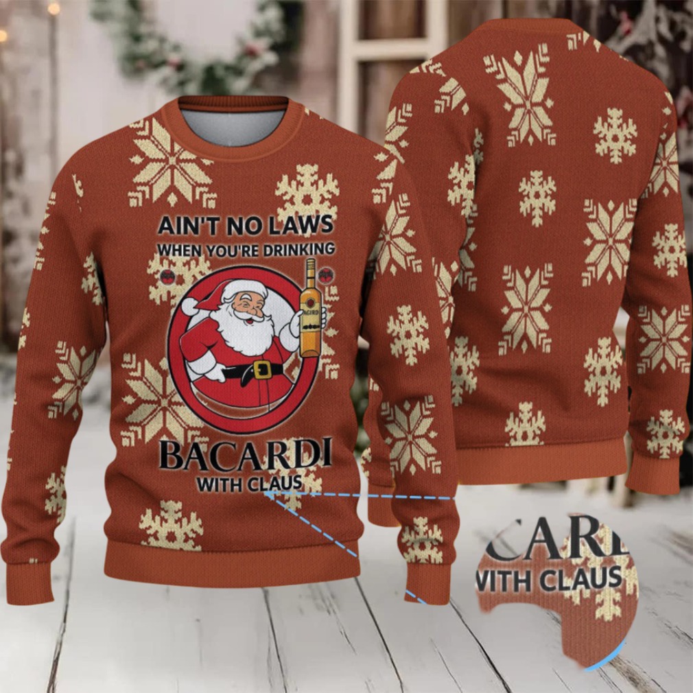 Chestnut Brown Allover Snowflake Bacardi “With Claus” Ugly Christmas Sweater Chestnut Brown Allover Snowflake Bacardi “With Claus” Ugly Christmas Sweater