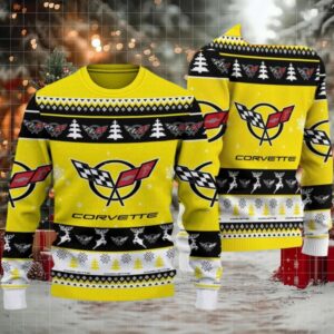 Chevrolet Corvette 2025 Christmas Yellow Ugly Sweater