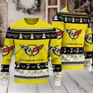 Chevrolet Corvette 2024 Christmas Yellow Ugly Sweater