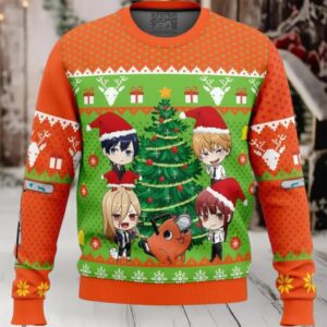 Chibi Chainsaw Man Ugly Christmas Sweater