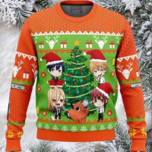 Chibi Chainsaw Man Ugly Christmas Sweater