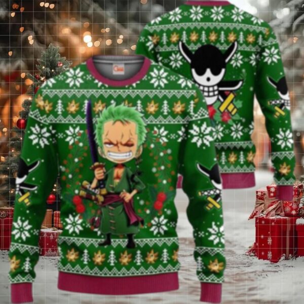 Chibi Roronoa Zoro Ugly Christmas Sweater Unisex Sweater