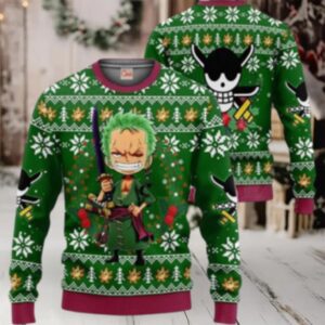 Chibi Roronoa Zoro Ugly Christmas Sweater Unisex Sweater