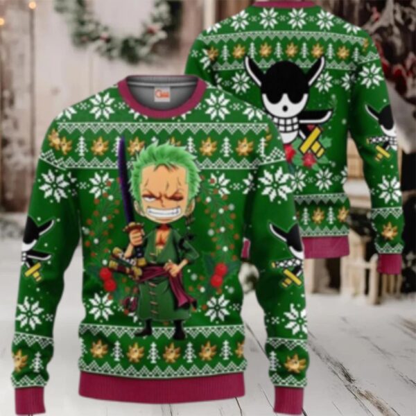 Chibi Roronoa Zoro Ugly Christmas Sweater Unisex Sweater