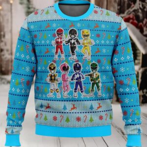 Chibis Power Rangers Ugly Christmas Sweater