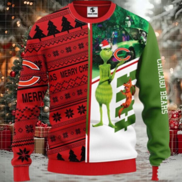 Chicago Bears Christmas Ugly Sweater Grinch And Scooby Doo Show Your Team Spirit