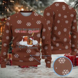 Chocolate Brown Snowflake Hennessy Themed Ugly Christmas Sweater