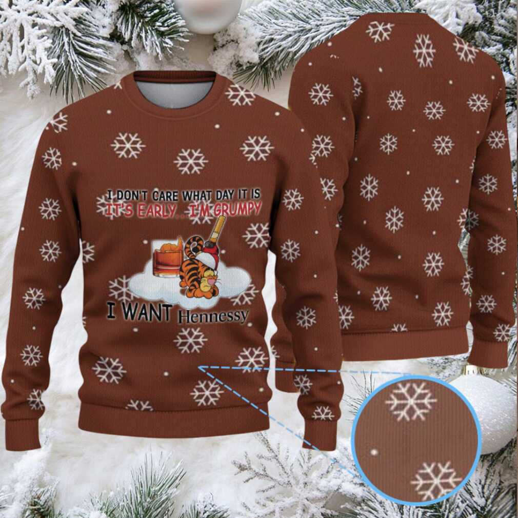 Chocolate Brown Snowflake Hennessy Themed Ugly Christmas Sweater