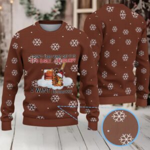 Chocolate Brown Snowflake Hennessy Themed Ugly Christmas Sweater