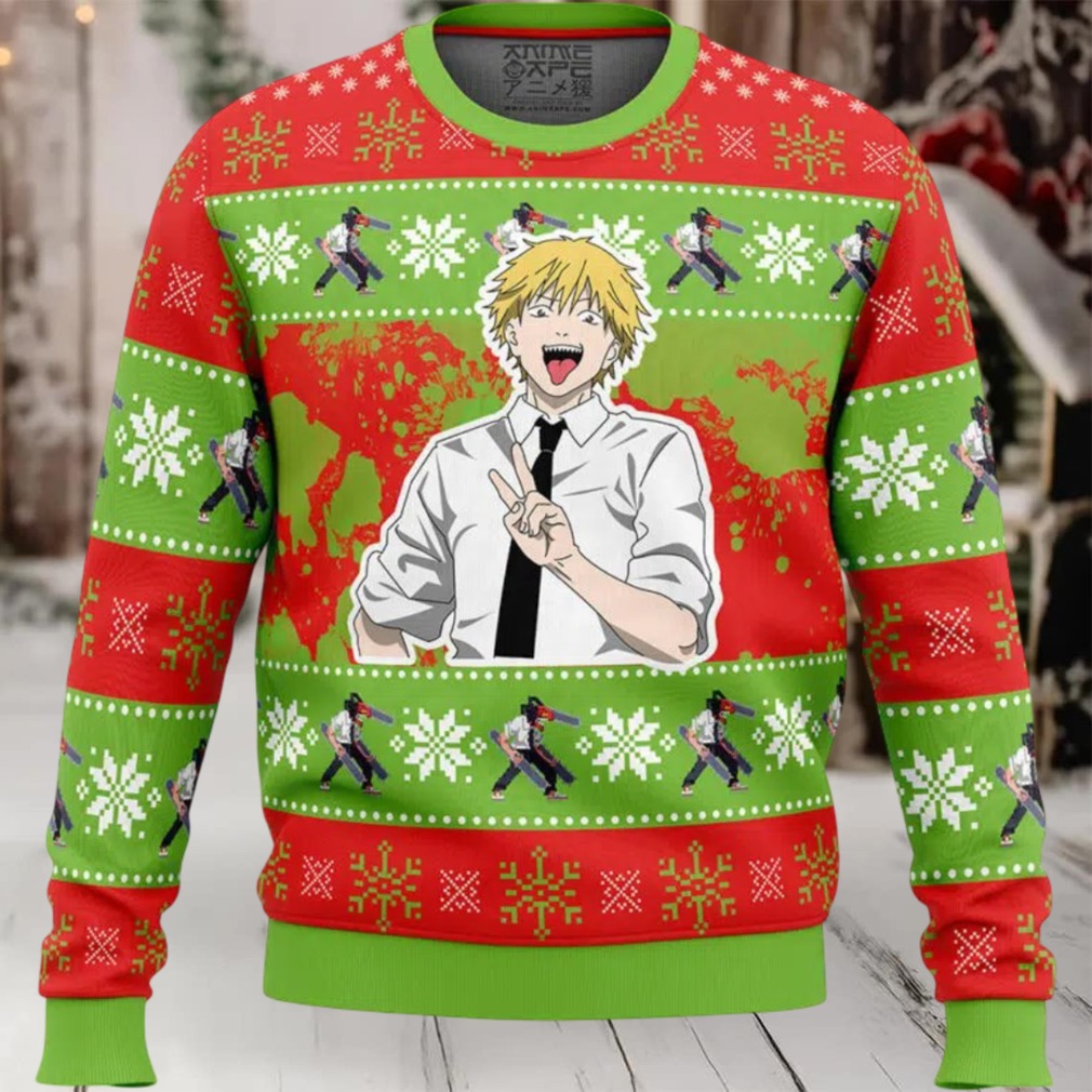 Christmas Denji Chainsaw Man Ugly Christmas Sweater