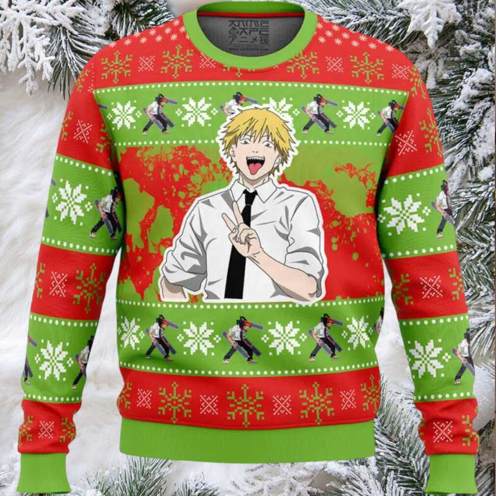 Christmas Denji Chainsaw Man Ugly Christmas Sweater Christmas Denji Chainsaw Man Ugly Christmas Sweater