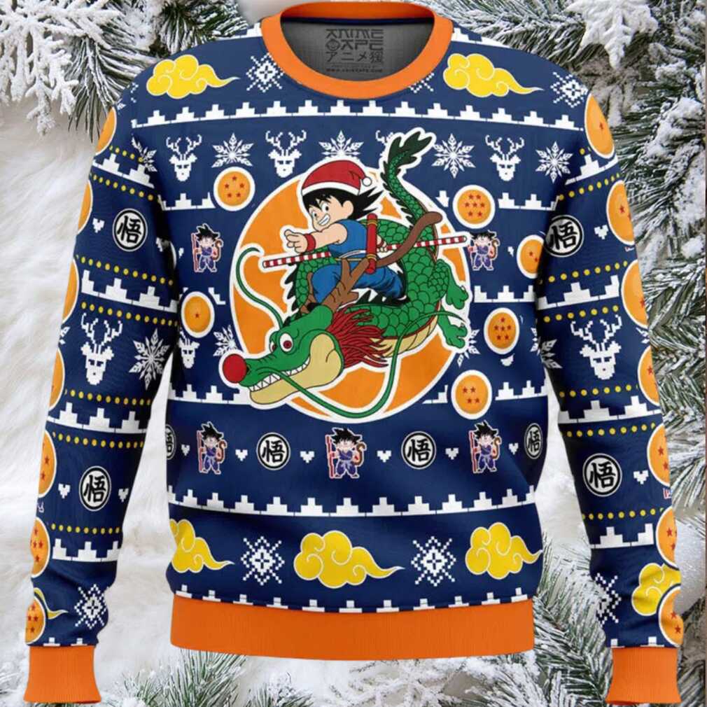Christmas Kid Goku and Shenron Dragon Ball Z Ugly Christmas Sweater Christmas Kid Goku and Shenron Dragon Ball Z Ugly Christmas Sweater