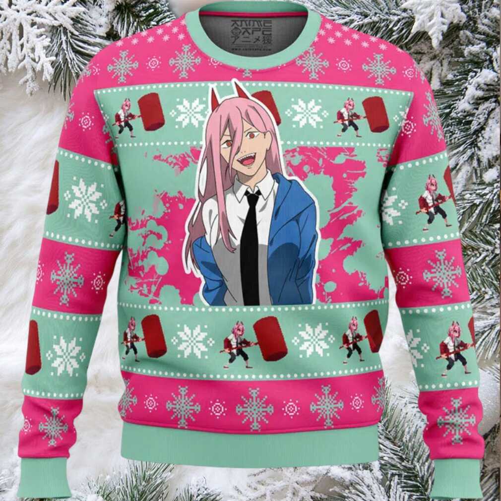 Christmas Power Chainsaw Man Ugly Christmas Sweater Christmas Power Chainsaw Man Ugly Christmas Sweater