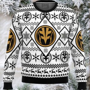 Christmas White Ranger Power Rangers Ugly Christmas Sweater