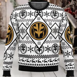 Christmas White Ranger Power Rangers Ugly Christmas Sweater