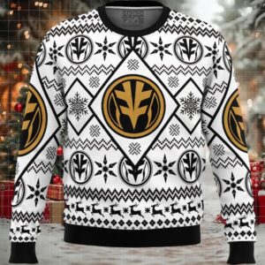 Christmas White Ranger Power Rangers Ugly Christmas Sweater