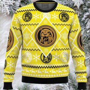 Christmas Yellow Ranger Power Rangers Ugly Christmas Sweater