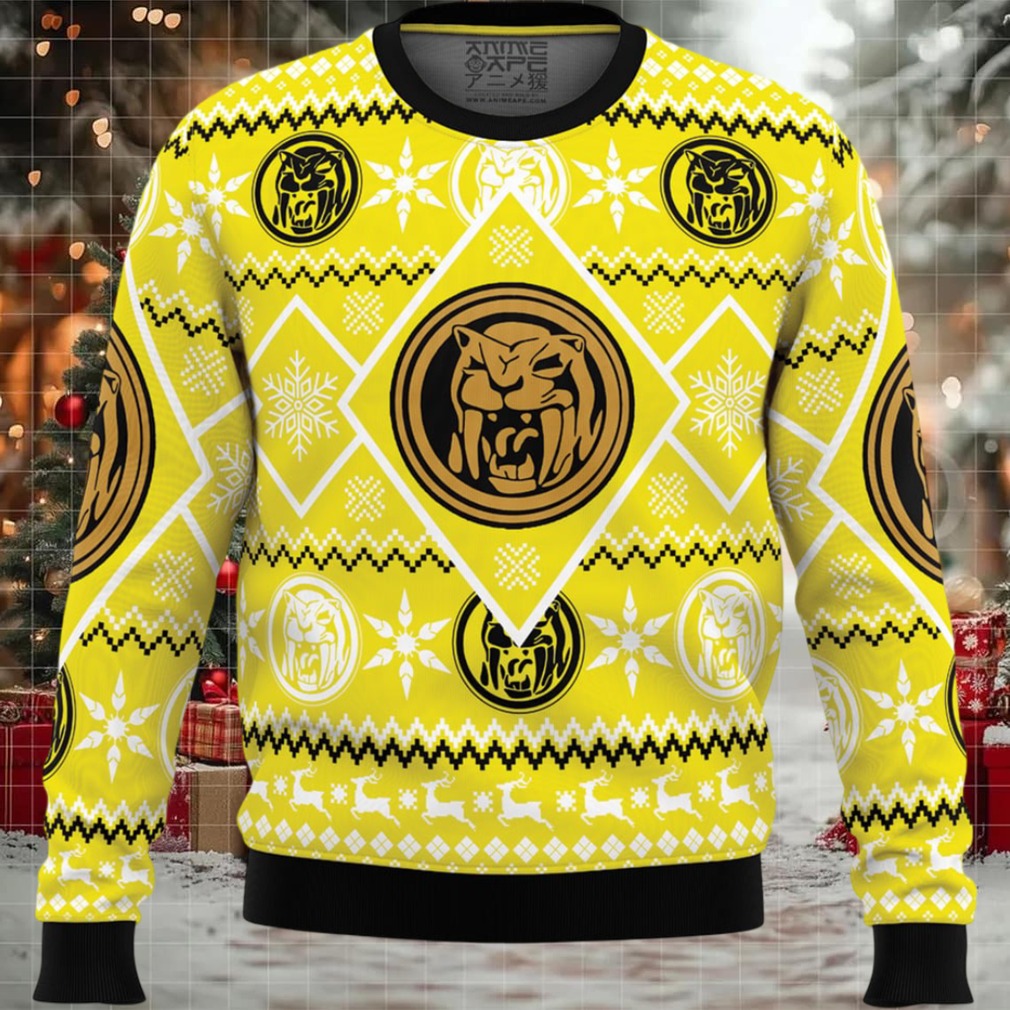 Christmas Yellow Ranger Power Rangers Ugly Christmas Sweater Christmas Yellow Ranger Power Rangers Ugly Christmas Sweater