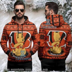 Cincinnati Bengals Winnie The Pooh Ugly Christmas 3D Hoodie Cincinnati Bengals Winnie The Pooh Ugly Christmas 3D Hoodie