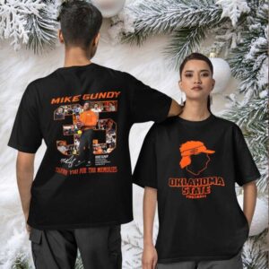 Coach Mike Gundy OSU football thank you for the memories signature two sided T shirt