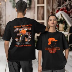 Coach Mike Gundy OSU football thank you for the memories signature two sided T shirt
