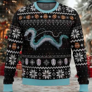 Cozy Dragon Knit Sweater – Festive Winter Style By Haotees – Perfect Holiday Gift!