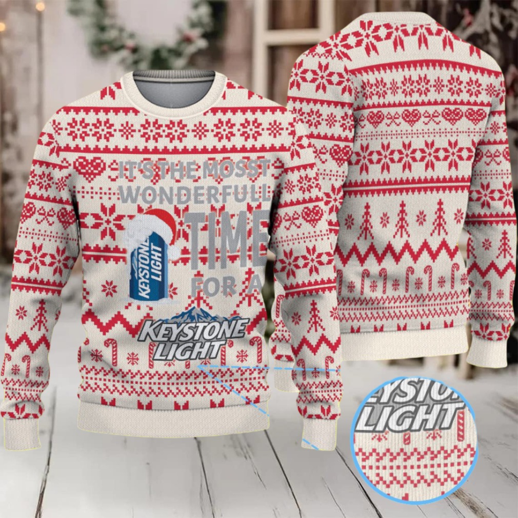 Cream and Red Snowflake Pattern Keystone Light Ugly Christmas Sweater Cream and Red Snowflake Pattern Keystone Light Ugly Christmas Sweater