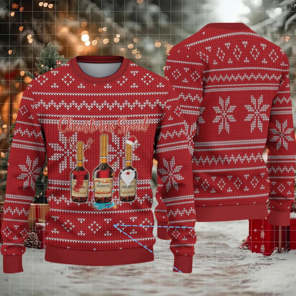 Crimson Red Fair Isle Snowflake Hennessy “Christmas Spirit” Ugly Christmas Sweater Crimson Red Fair Isle Snowflake Hennessy “Christmas Spirit” Ugly Christmas Sweater