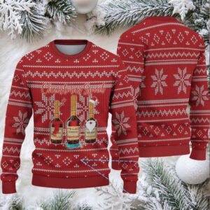 Crimson Red Fair Isle Snowflake Hennessy “Christmas Spirit” Ugly Christmas Sweater